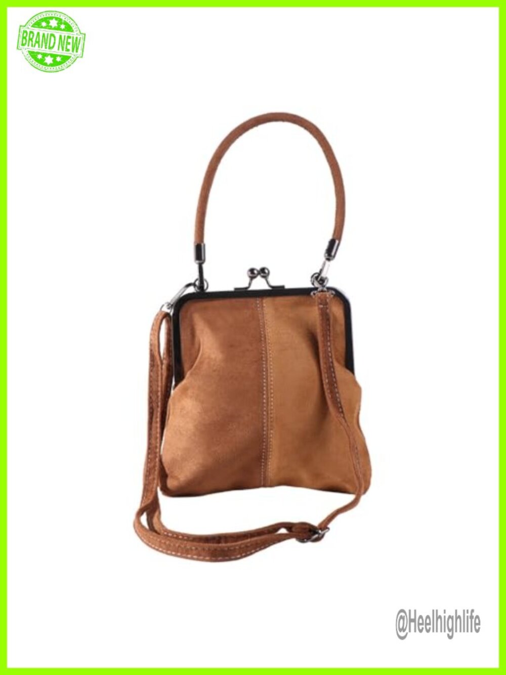 Women's Retro Frosted Crossbody Shoulder Bag Vintage PU Leather Kiss Lock Large